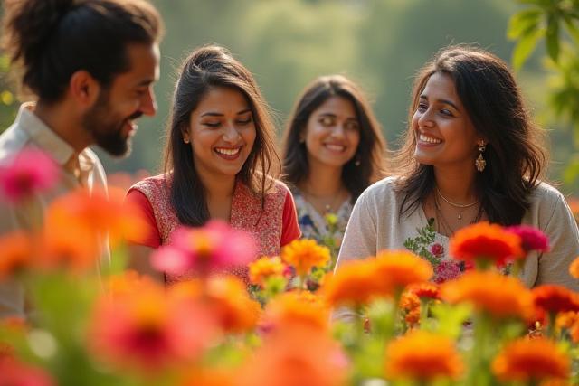 सायरा फ्लॉवर्स टीम एक सुंदर भारतीय बगीचे में